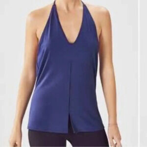 Fabletics Chiara tank top, navy. Halter‎ neck. Women’s size M (6-8) NWT